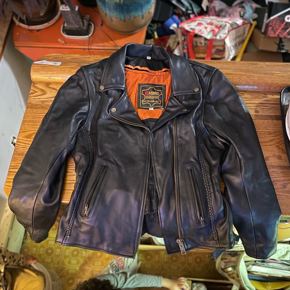 Black leather coat